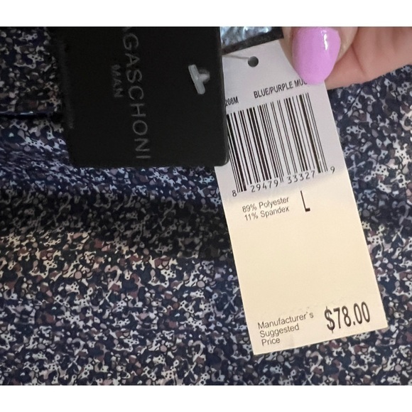 NWT Magaschoni Men's Printed Woven Button Down Shirt Style Size Large L - Picture 6 of 6